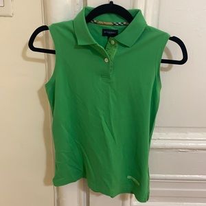Burberry women’s golf top sleeveless collared green small